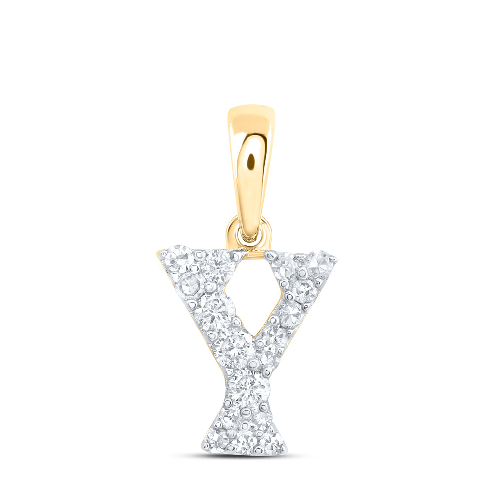 10Kt Gold 1/8Ctw-Diamond Gift Initial Y" Pendant"