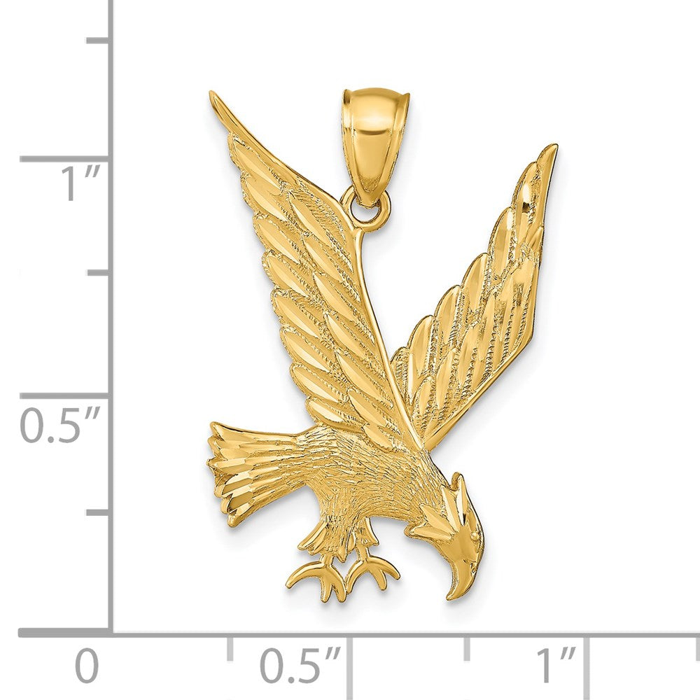 14k Yellow Gold 19.5 mm Diamond-cut Eagle Pendant (1.63 grams)