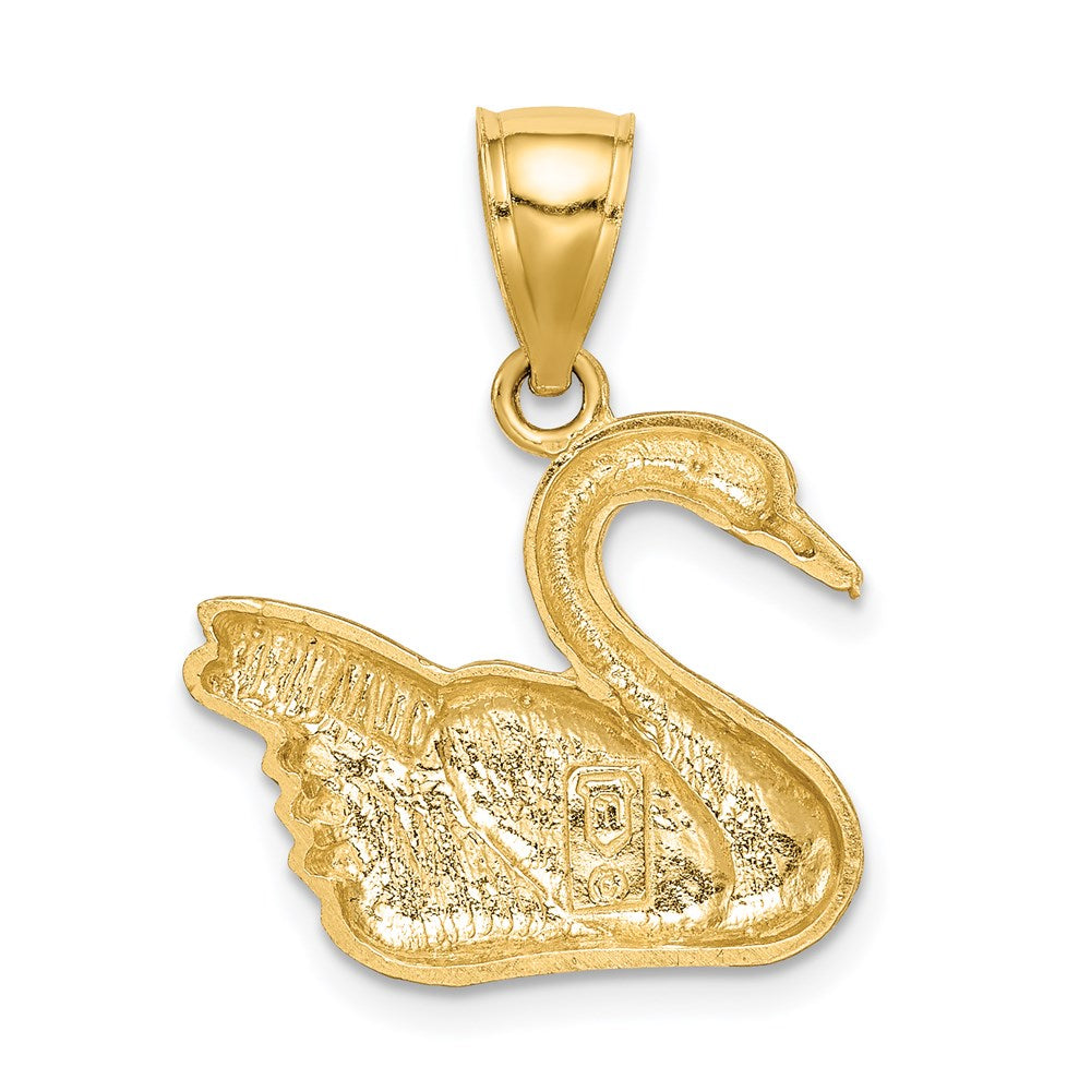 14k Yellow Gold 18.5 mm Diamond-cut Swan Pendant (2.08 grams)