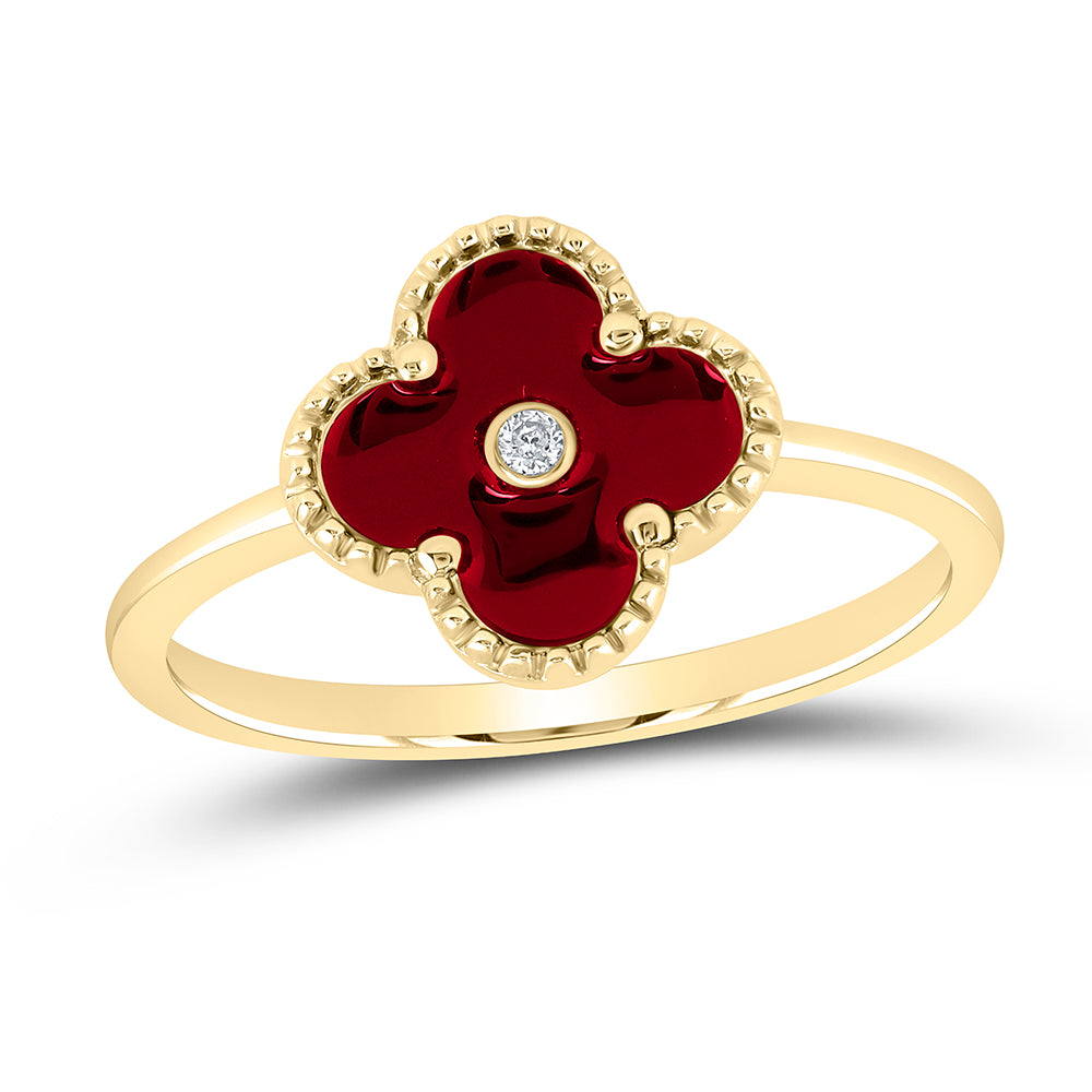 0.010Ctw-Nat Dia Nk Gift Clover Ring (2.17 grams)