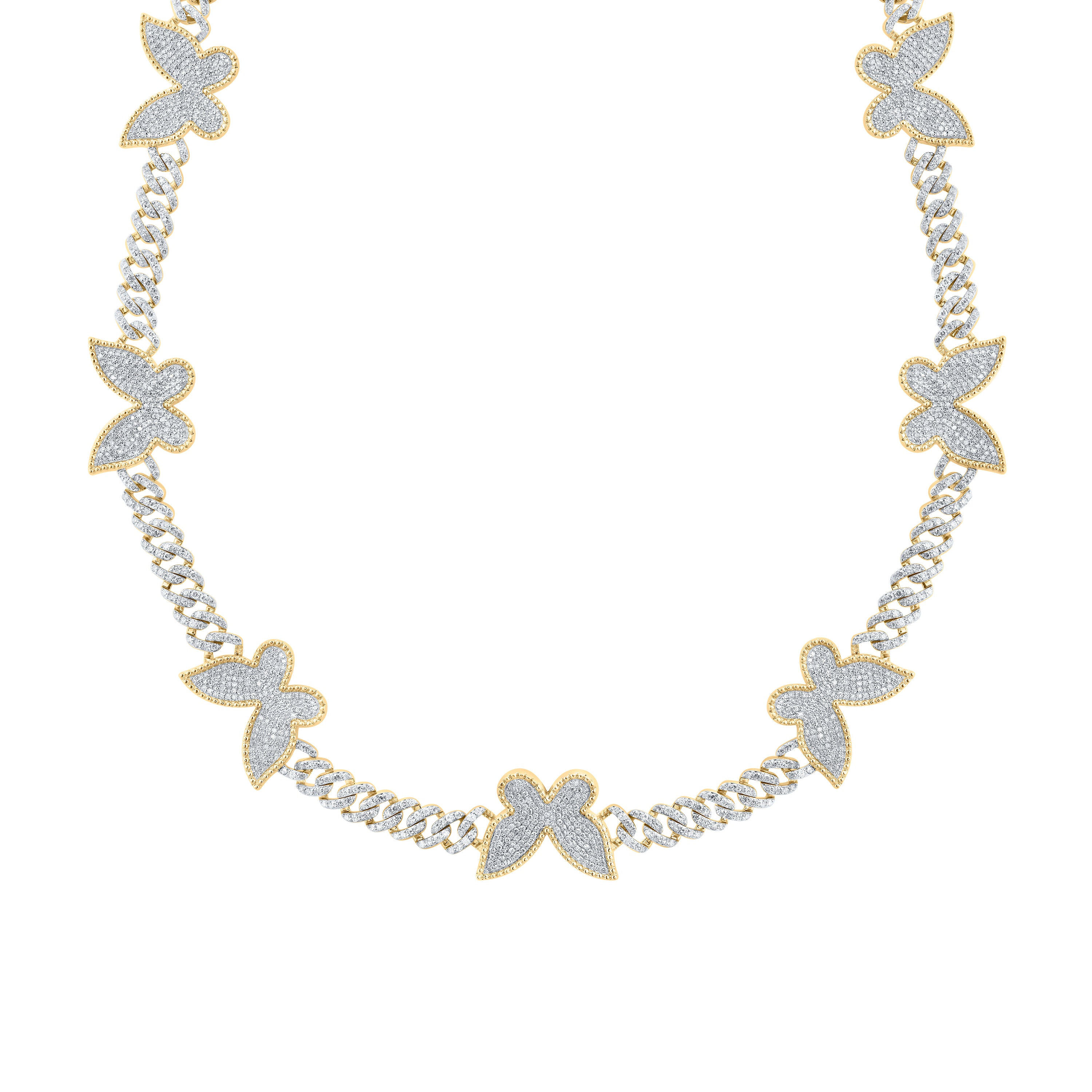 10Kt Gold 6 3/4Ctw-Diamond Cuban Butterfly Necklace (17 Inch)