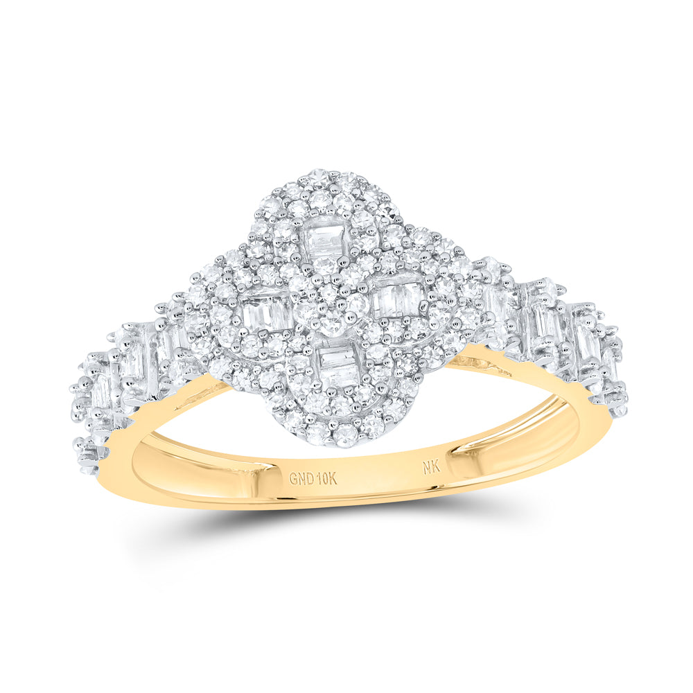 5/8Ctw-Nat Dia Nk Fashion Clover Ladies Ring (2.5 grams)