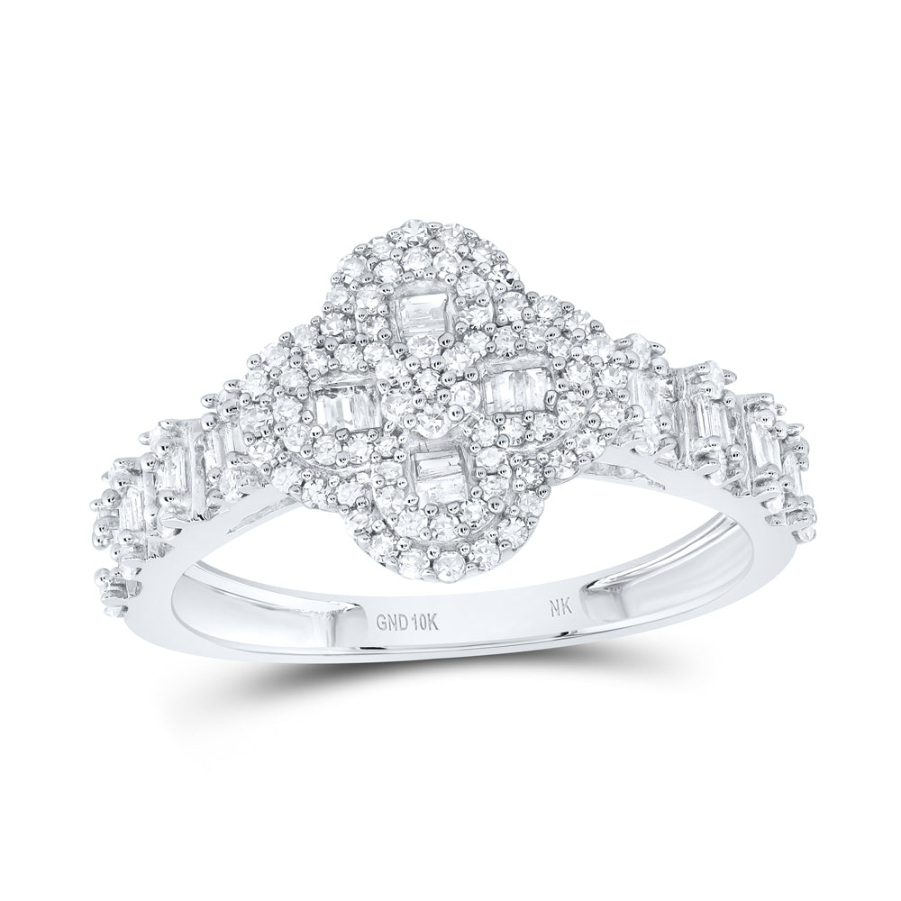 5/8Ctw-Nat Dia Nk Fashion Clover Ladies Ring (2.6 grams)