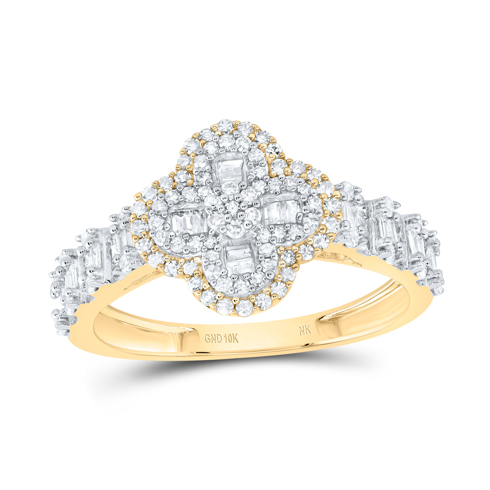 5/8Ctw-Nat Dia Nk Fashion Clover Ladies Ring (2.46 grams)