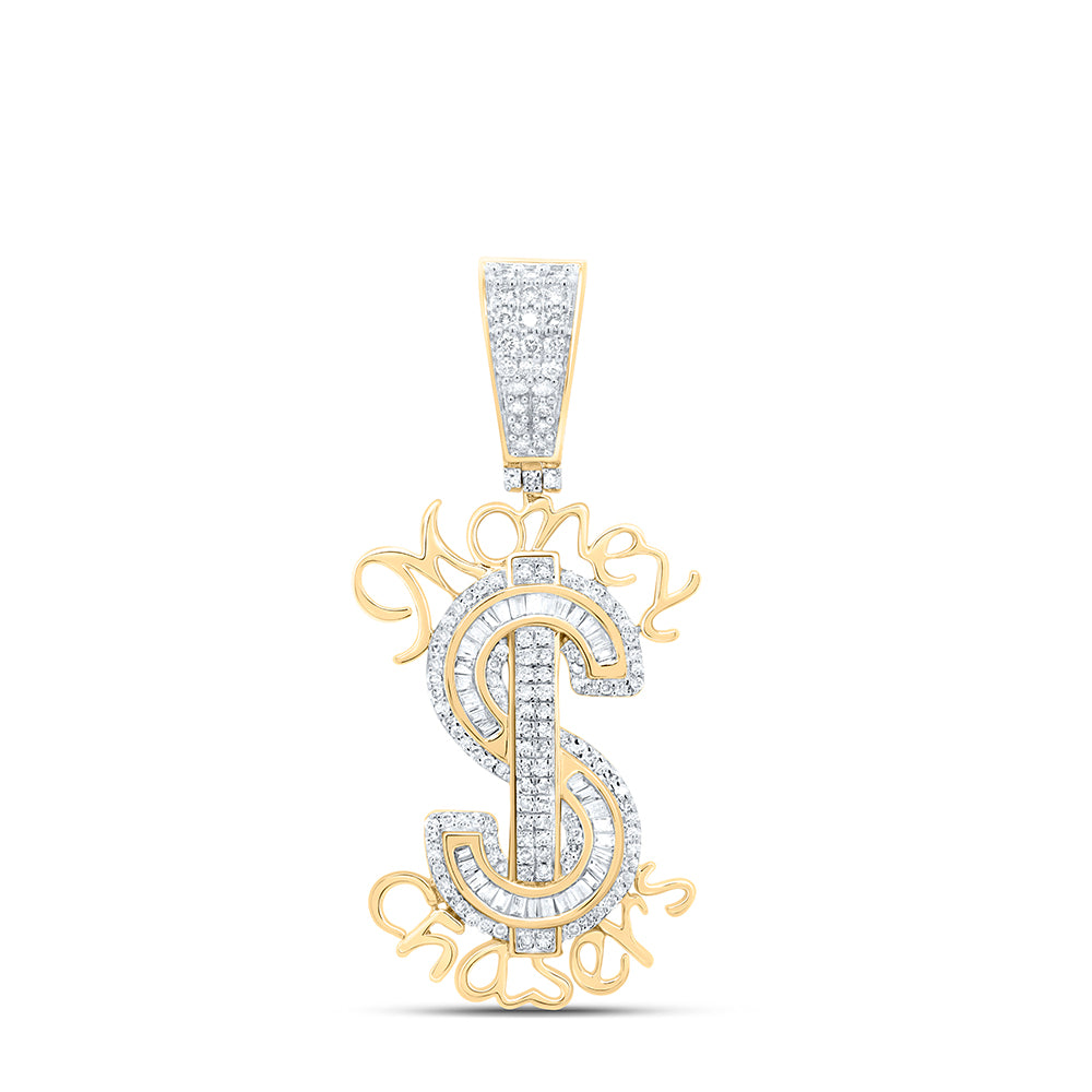 10Kt Gold 7/8Ctw-Diamond Dollar Money Chasers Mens Charm