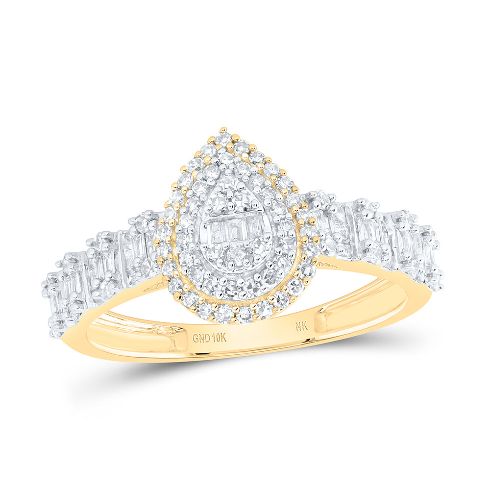 1/2Ctw-Nat Dia Nk Fashion Pear Ladies Ring (2.17 grams)