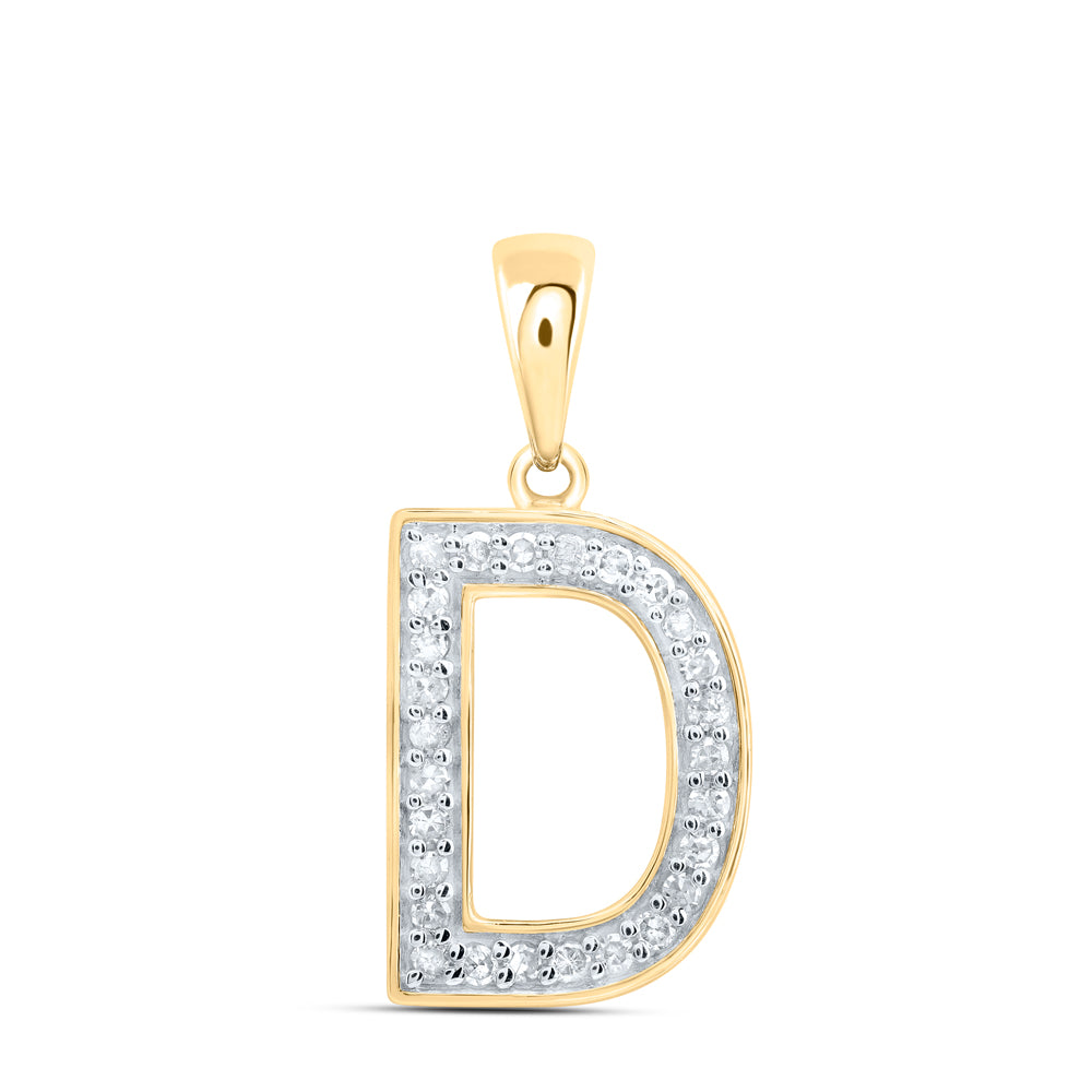 10Kt Gold 1/10Ctw-Diamond Gift Initial D" Pendant"
