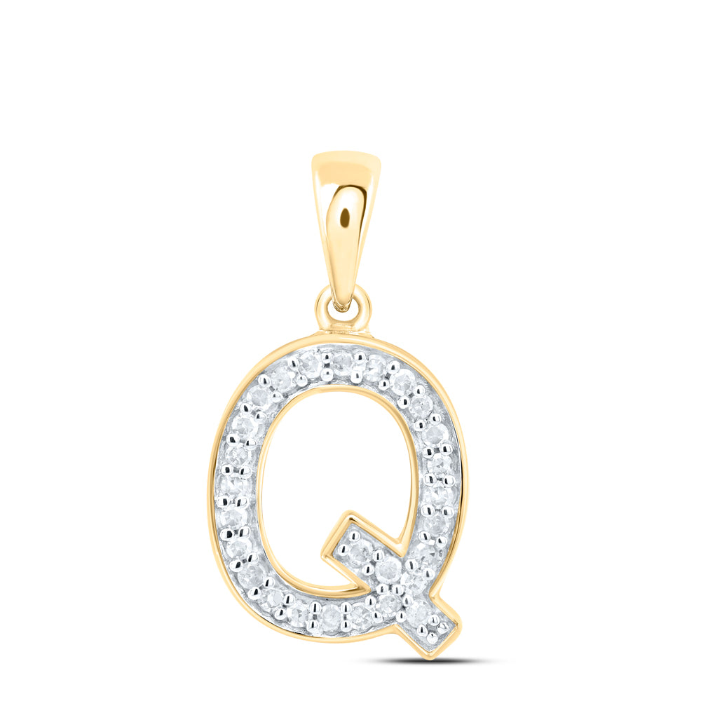 10Kt Gold 1/10Ctw-Dia P1 Gift Initial Q" Pendant"