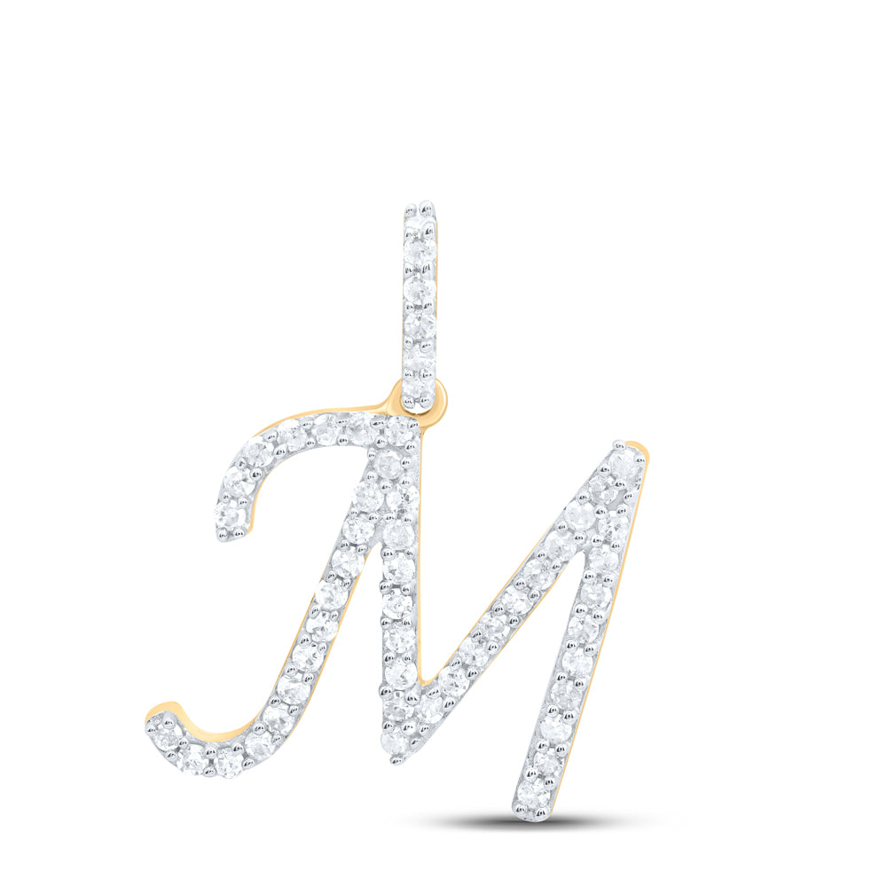 10Kt Gold 1/5Ctw-Diamond Gift Initial M" Pendant"
