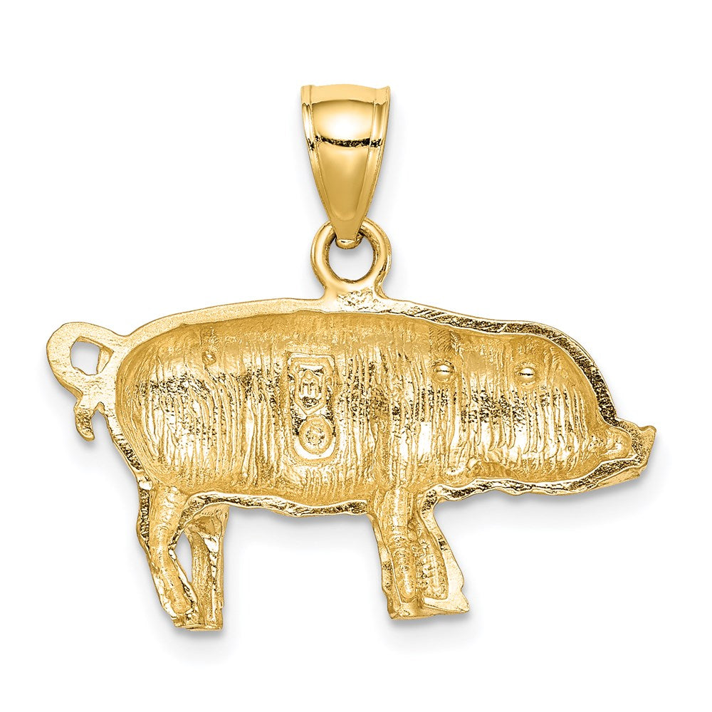 14k Yellow Gold 24.5 mm Diamond-cut Pig Pendant (2.8 grams)