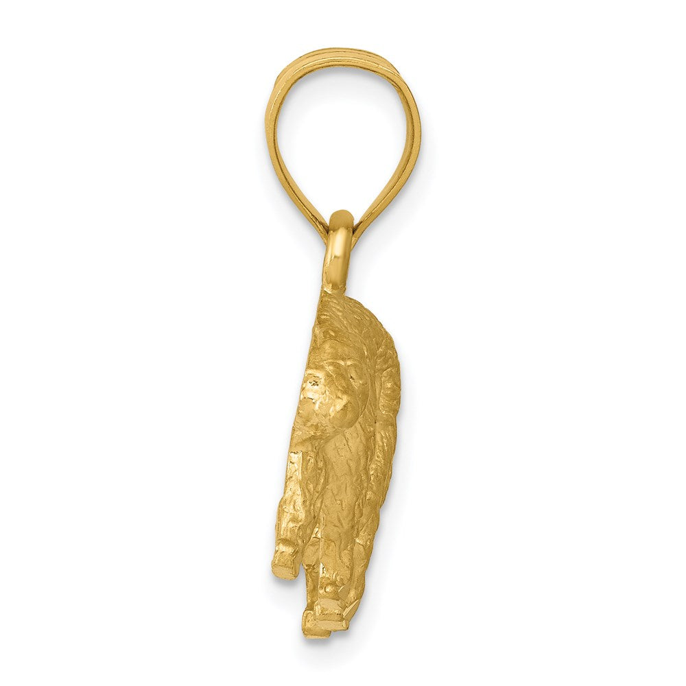 14k Yellow Gold 24 mm Diamond-cut Bear Pendant (2.47 grams)