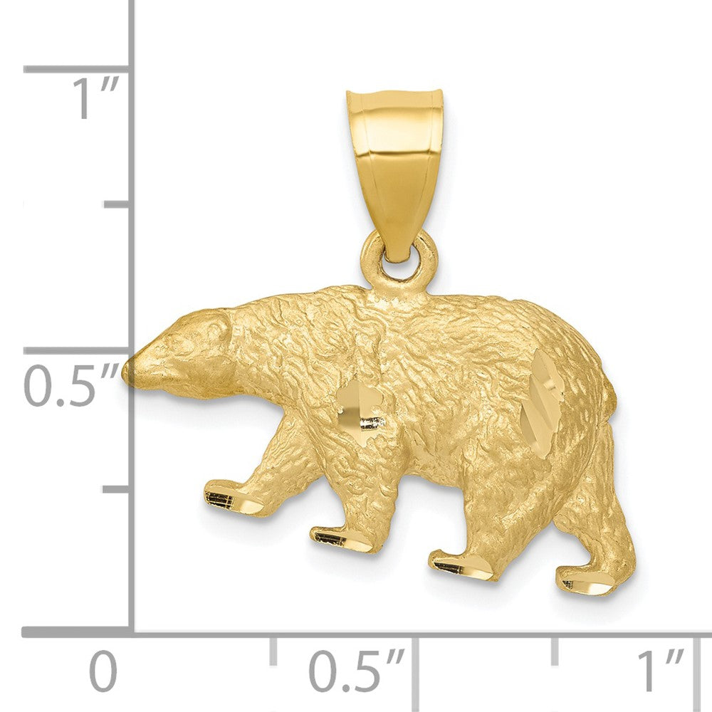 14k Yellow Gold 24 mm Diamond-cut Bear Pendant (2.47 grams)