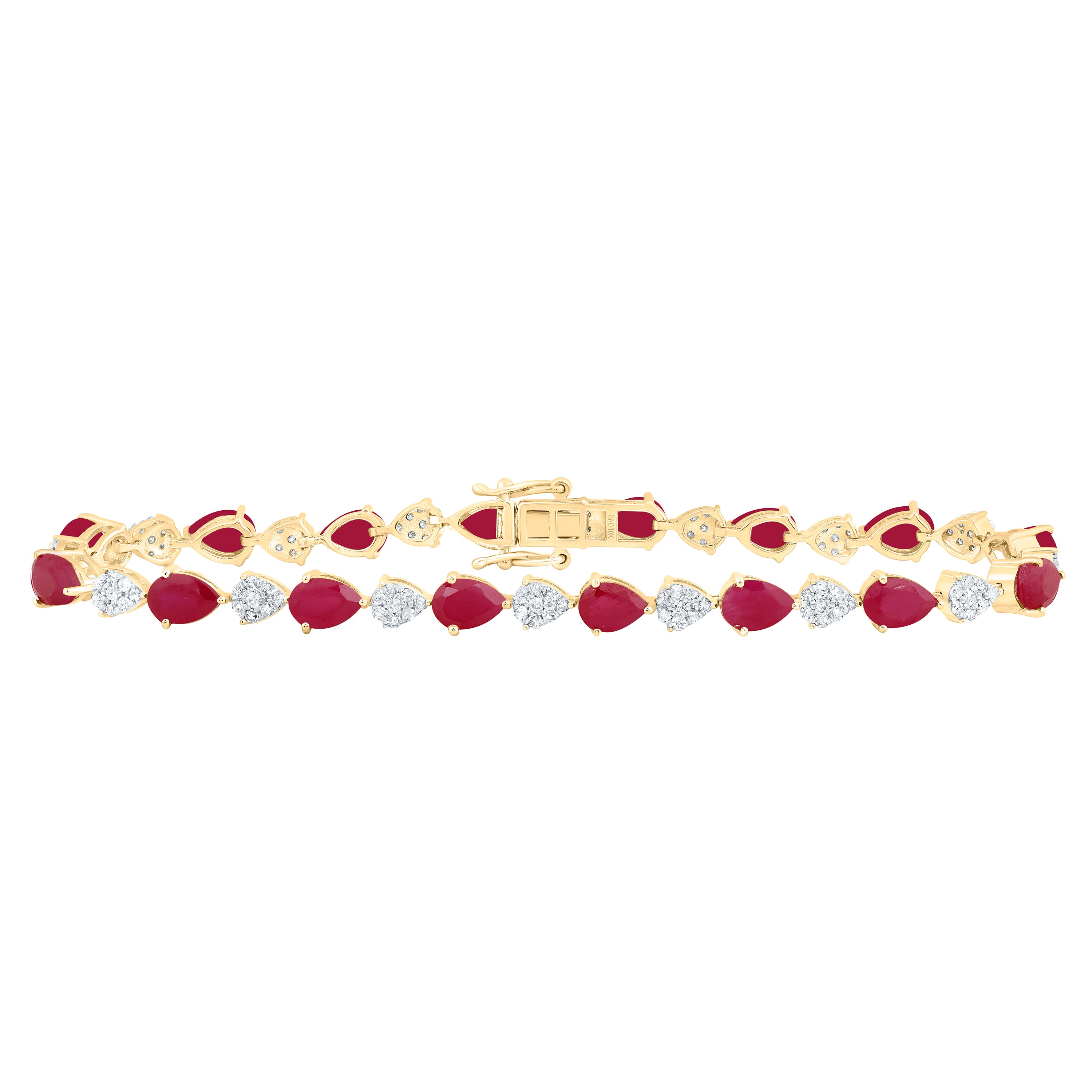 10Kt Gold 1Ctw-Dia P1 6X4 Mm Pear-Ru Synthetic Bracelet(7 Inch)