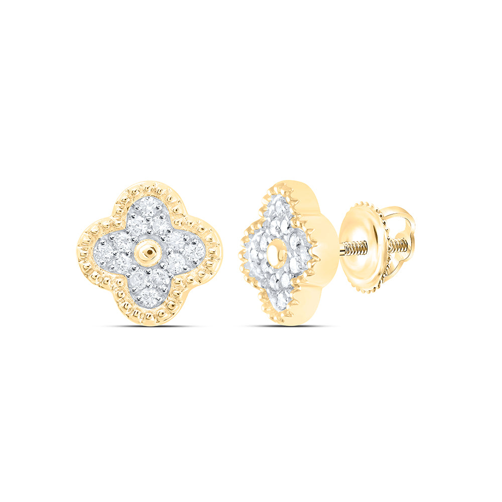 10Kt Gold 1/6Ctw-Dia Cn Fashion Clover Earring