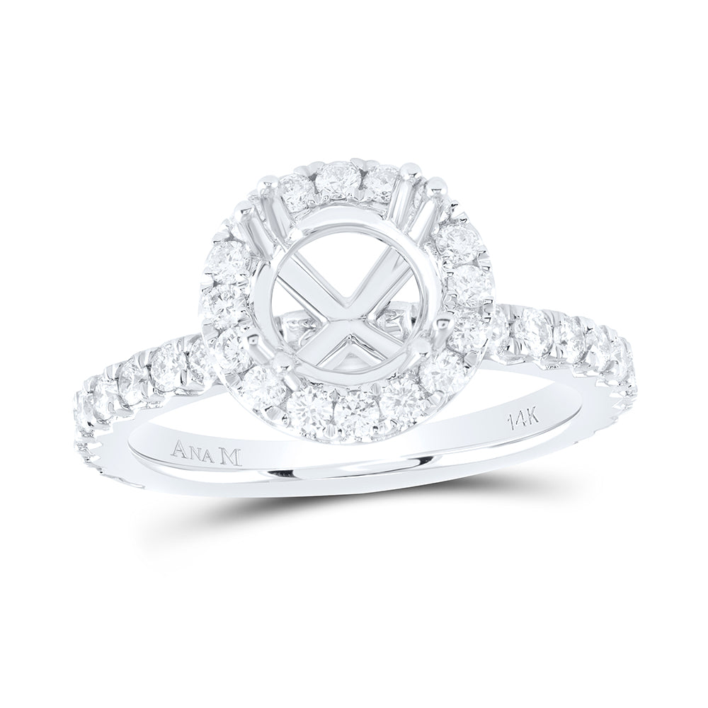 1Ctw-Nat Dia Ana M 2Ct-Crd Semi-Mount Single Halo Engagement Ring (5.46 grams)