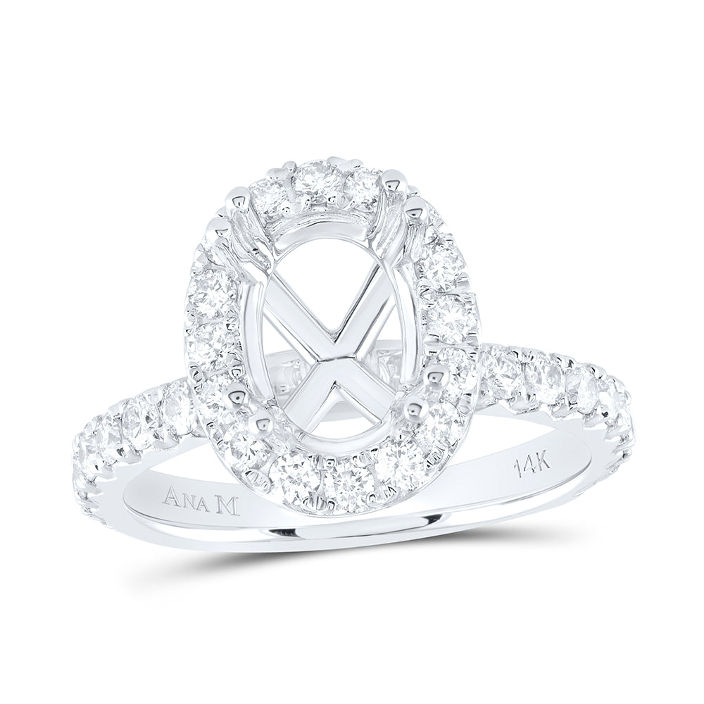 1Ctw-Nat Dia Ana M 2Ct-Cov Semi-Mount Single Halo Engagement Ring (5.44 grams)