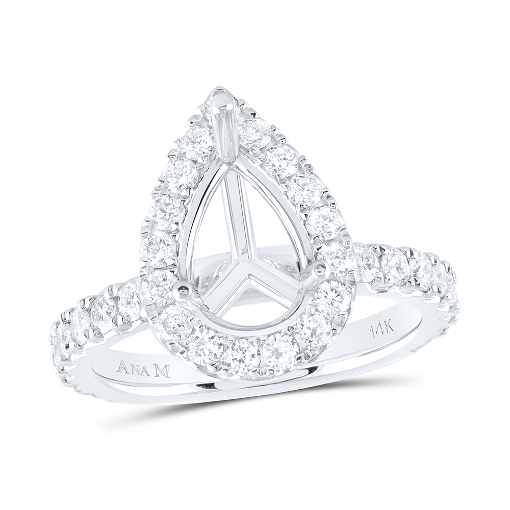 1Ctw-Nat Dia Ana M 2Ct-Cps Semi-Mount Single Halo Engagement Ring (5.23 grams)