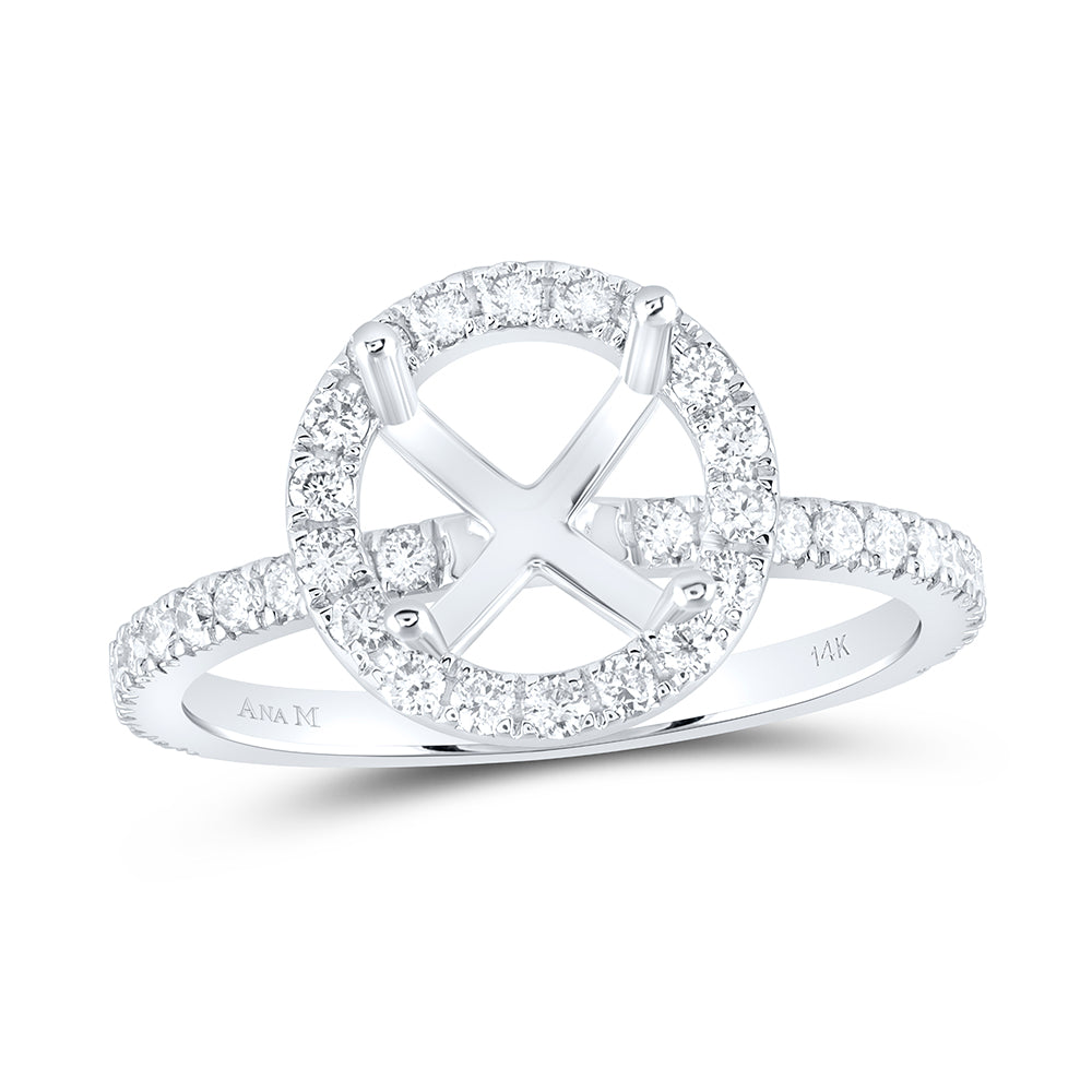 5/8Ctw-Nat Dia Ana M 2Ct-Crd Semi-Mount Single Halo Bridal Ring (2.76 grams)