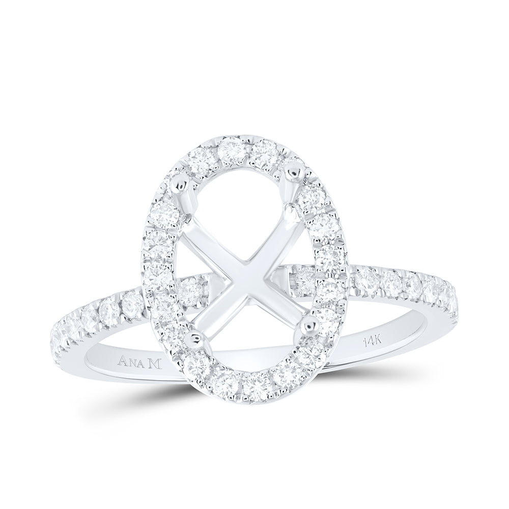 5/8Ctw-Nat Dia Ana M 2Ct-Cov Semi-Mount Single Halo Engagement Ring (2.85 grams)