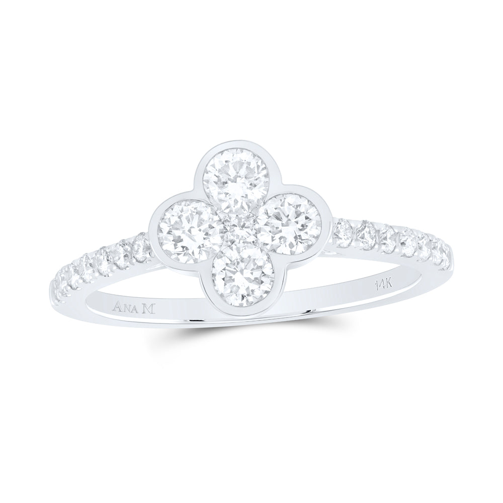 7/8Ctw-Nat Dia Ana M Fashion Clover Ladies Ring (2.83 grams)