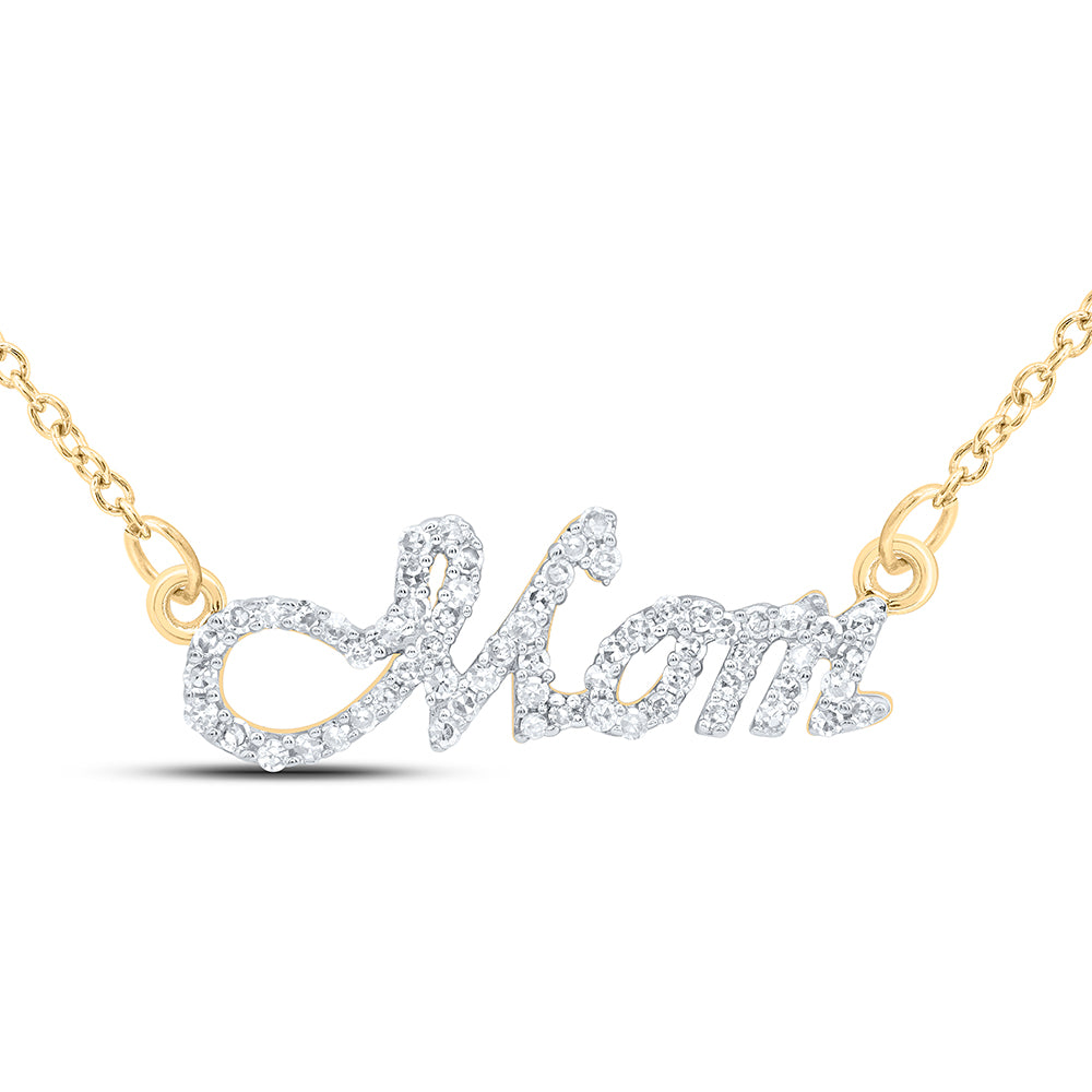 10Kt Gold 1/5Ctw-Dia Nk Gift Mom" Necklace (18 Inch)"