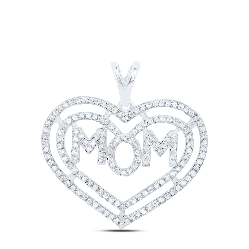 3/8Ctw-Nat Dia P3 Gift ? Heart "Mom" Pendant (1.716 grams)