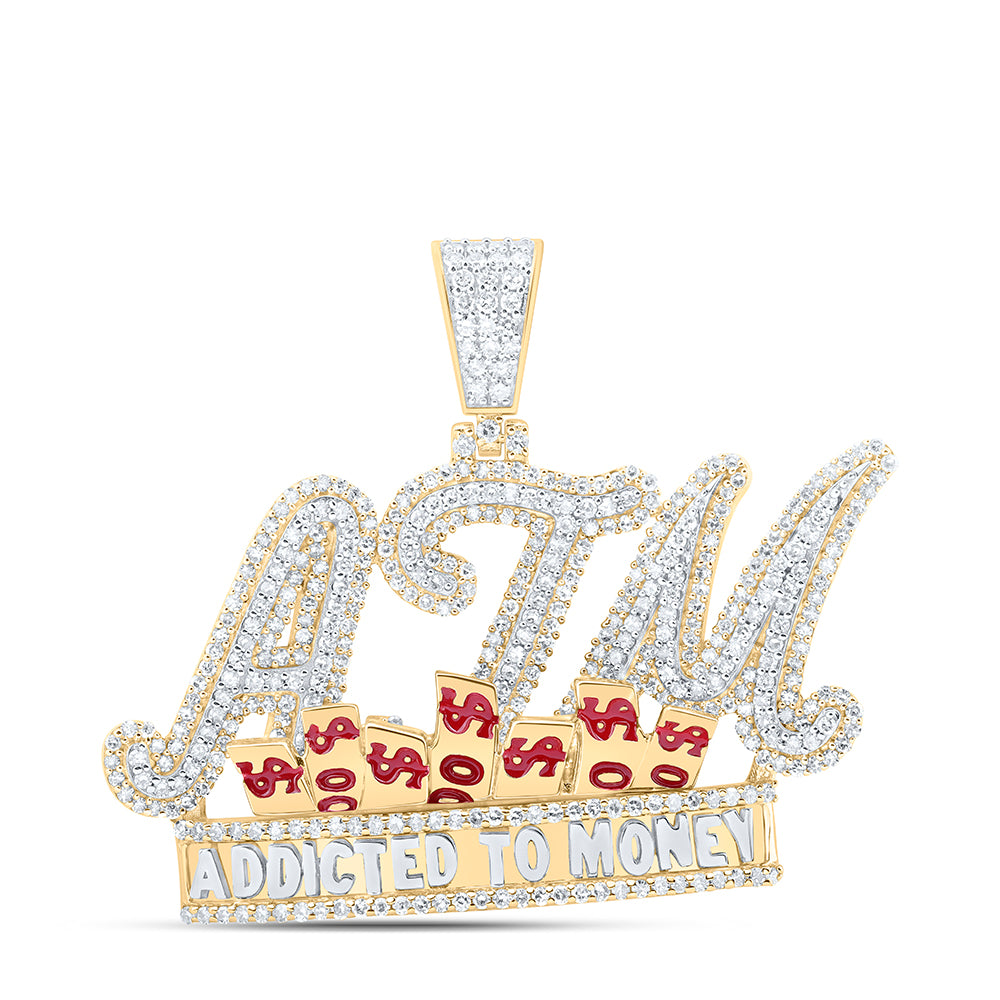 10Kt Gold 1 3/4Ctw-Diamond Atm-Addicted To Money Mens Charm