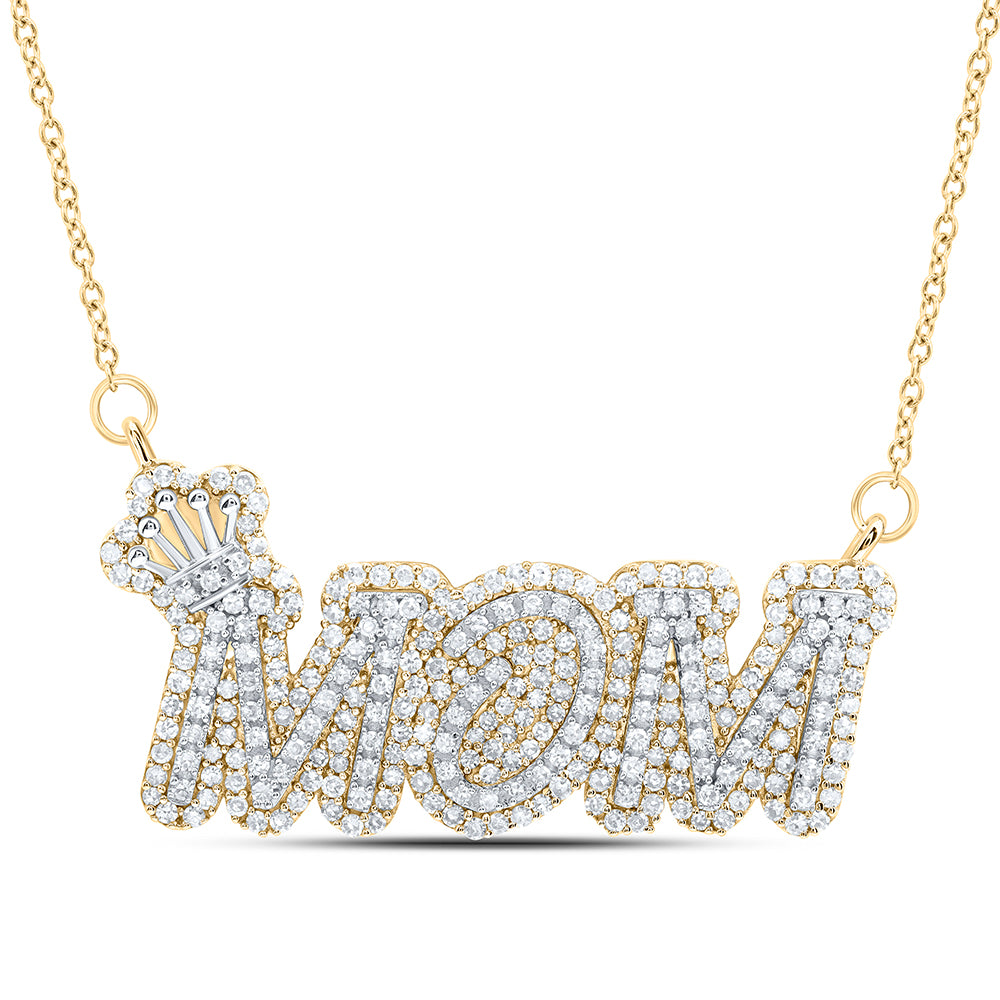 10Kt Gold 1Ctw-Dia Nk Fashion Mom" Necklace (18 Inch)"