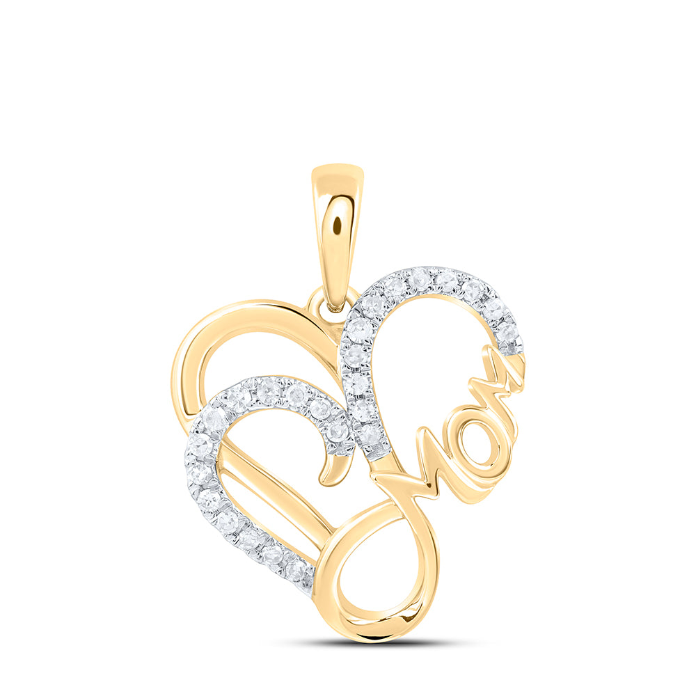 10Kt Gold 1/10Ctw-Dia Nk Gift Mom Heart Pendant