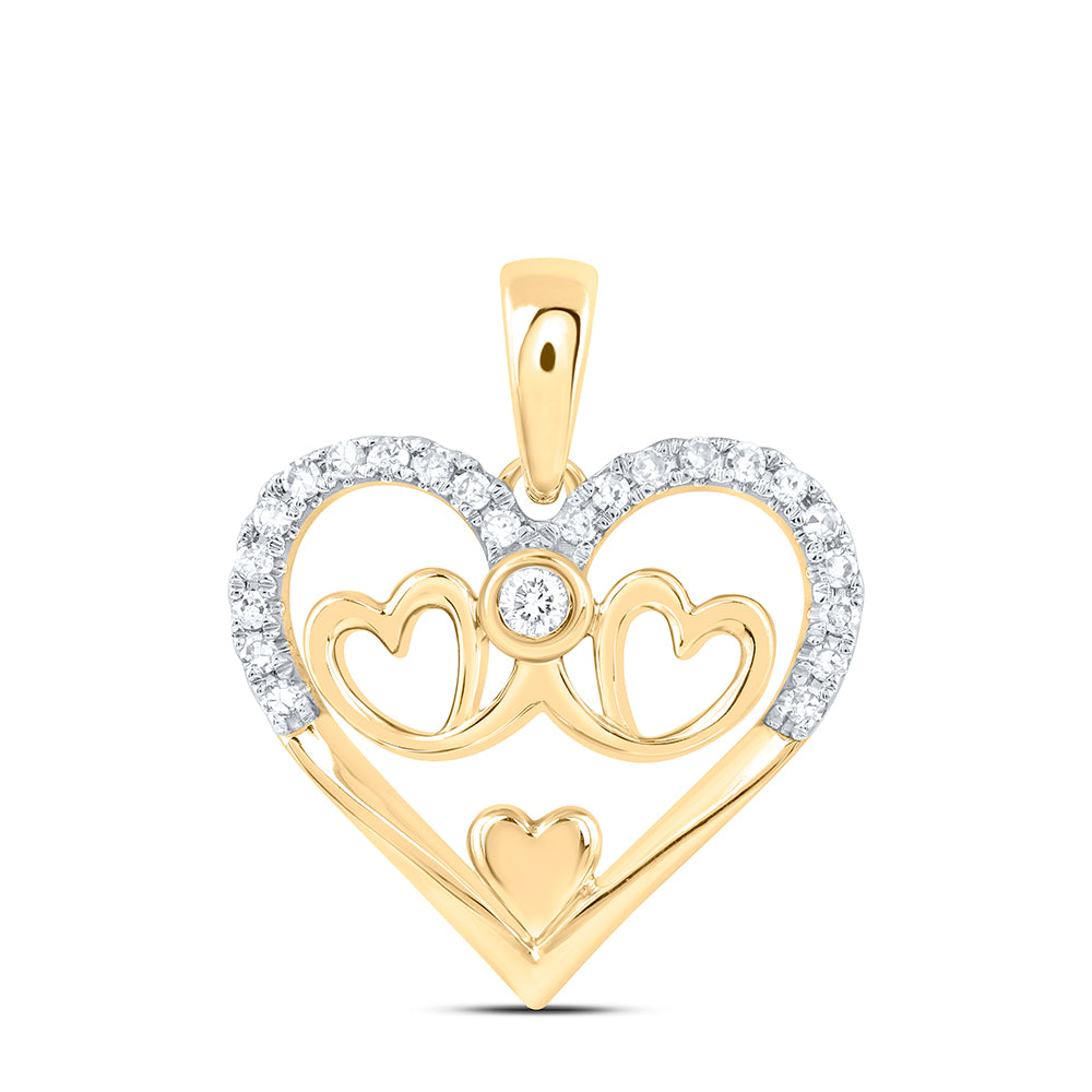 10Kt Gold 1/10Ctw-Dia Nk Gift Mom Heart Pendant