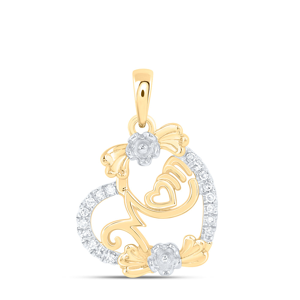 10Kt Gold 1/10Ctw-Dia Nk Gift Mom Heart Pendant