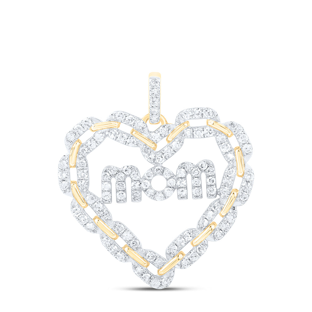 10Kt Gold 1/2Ctw-Dia Nk Fashion Mom Heart Pendant