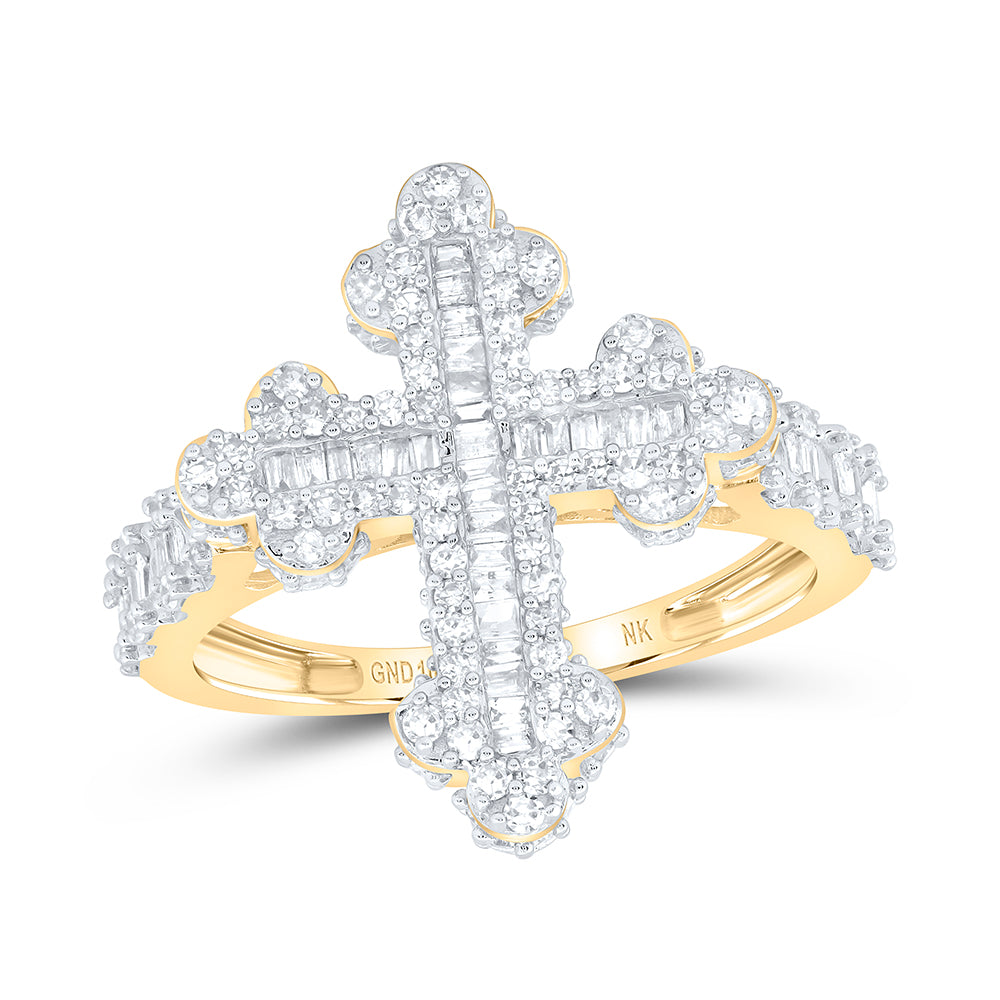 7/8Ctw-Nat Dia Nk Fashion Cross Ladies Ring (3.82 grams)