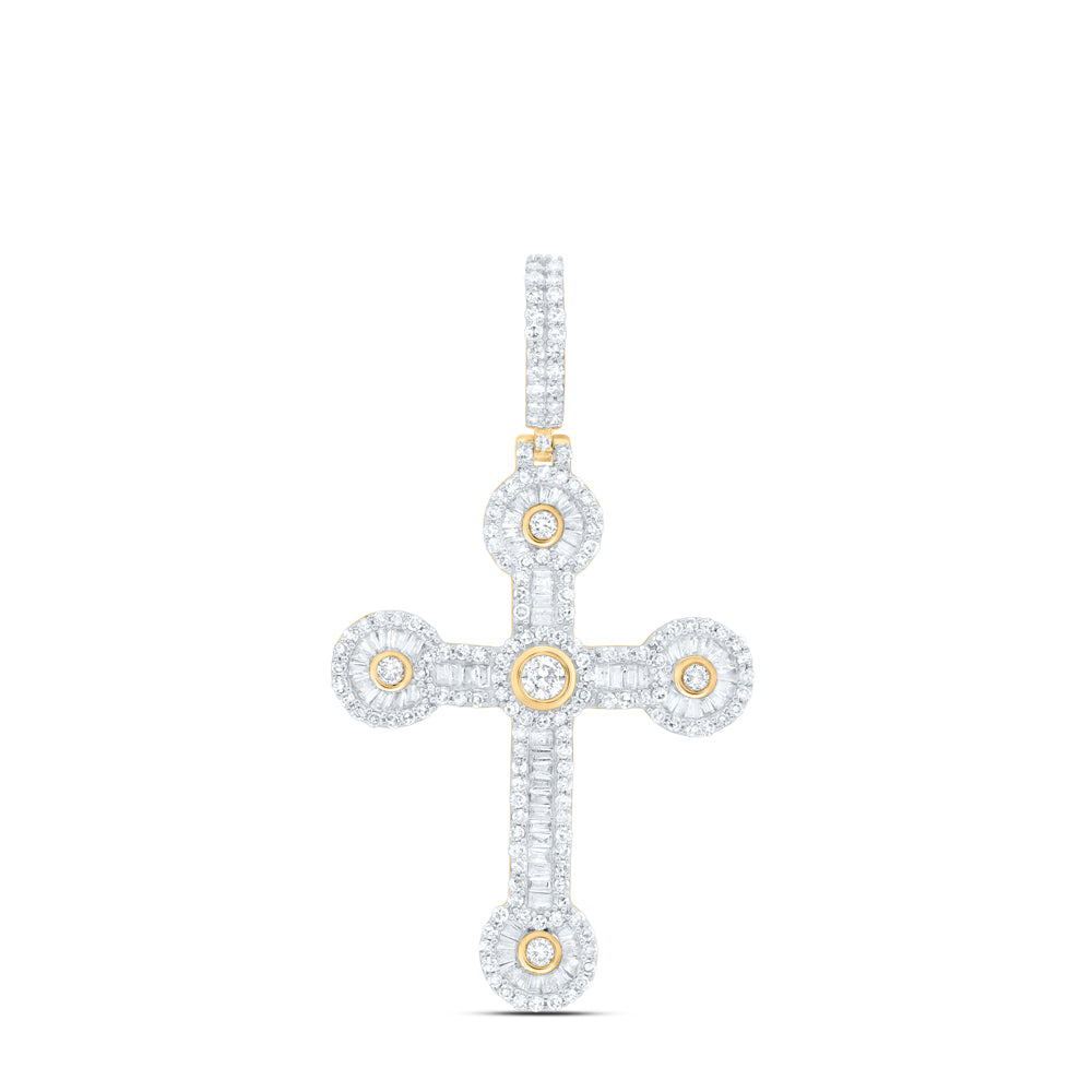 10Kt Gold 1 3/8Ctw Dia Nk Cross Mens Charm