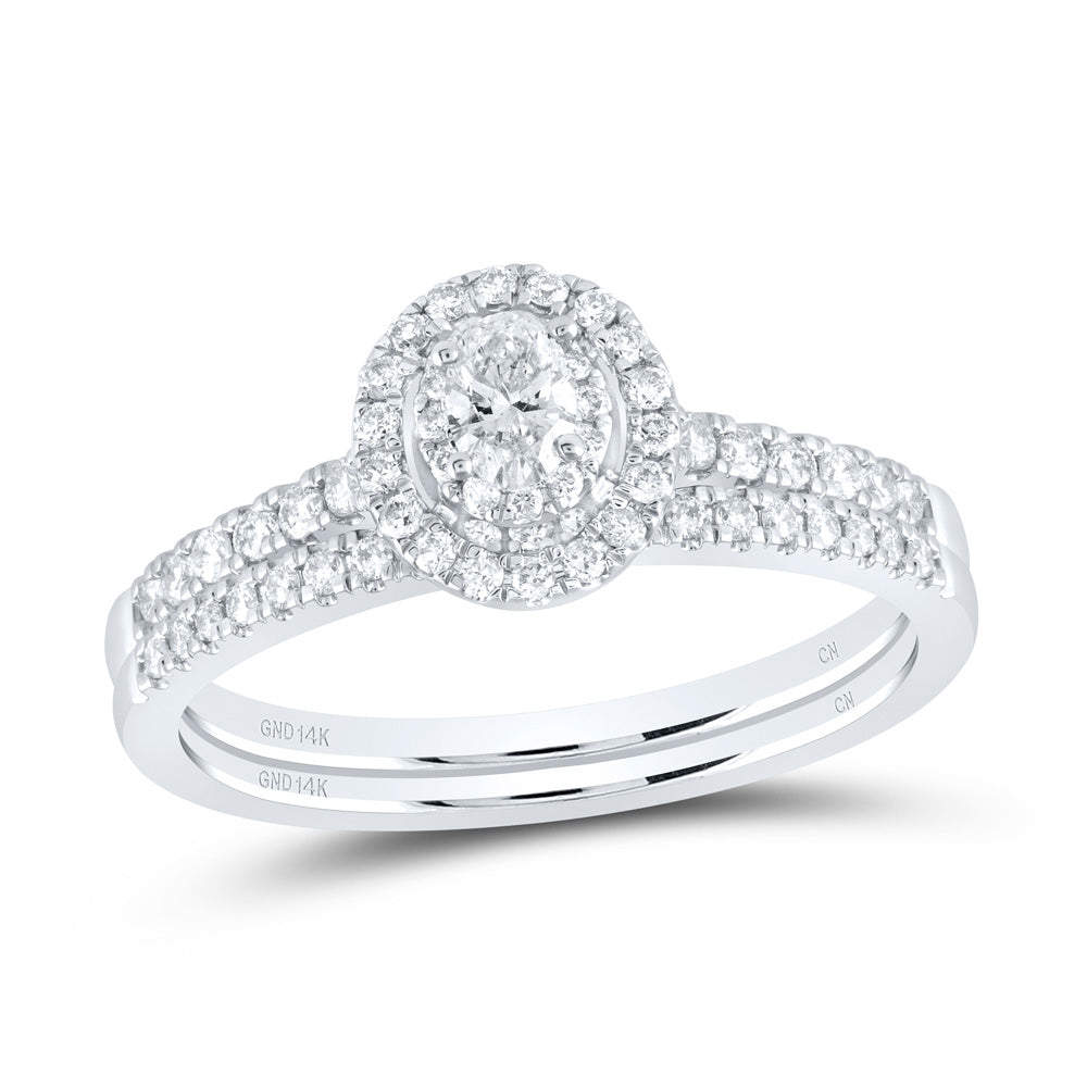 1/2Ctw-Nat Dia Cn Oval Double Halo Bridal Set (3.91 grams)