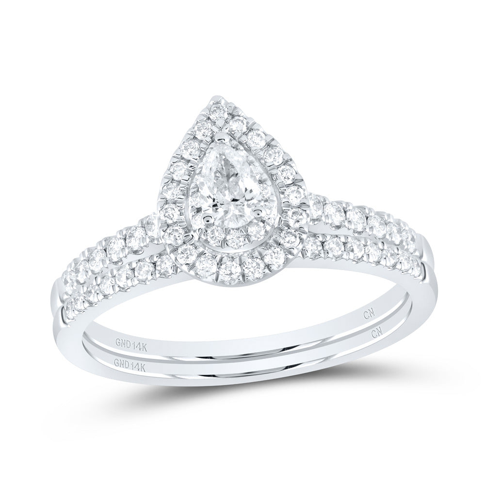 1/2Ctw-Nat Dia Cn Pear Double Halo Bridal Set (4.05 grams)