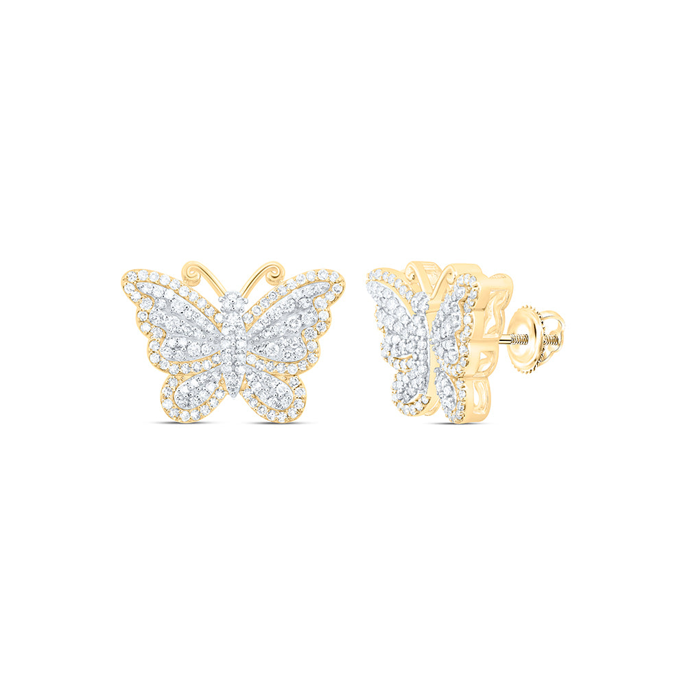 10Kt Gold 1 1/2Ctw-Diamond Fashion Butterfly Earring