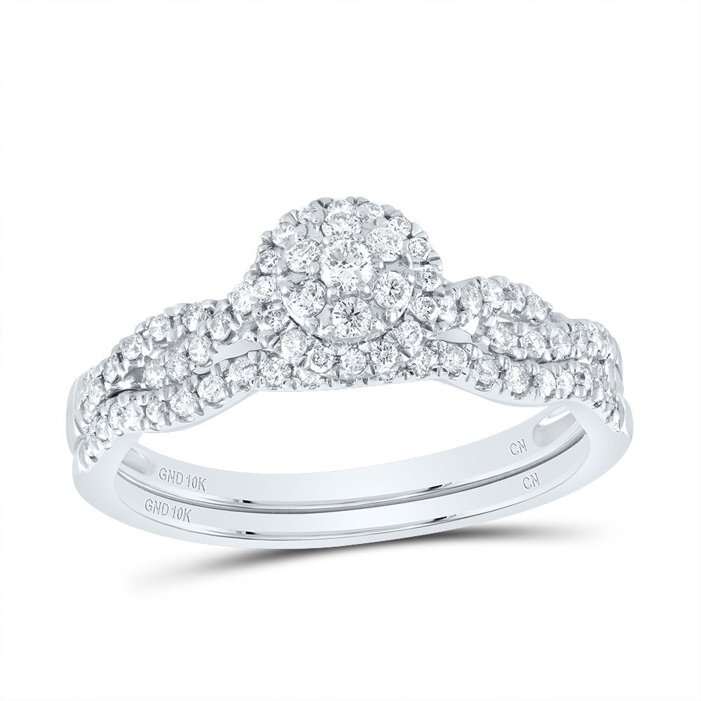 3/8Ctw-Nat Dia Cn Round Single Halo Bridal Set (2.8 grams)
