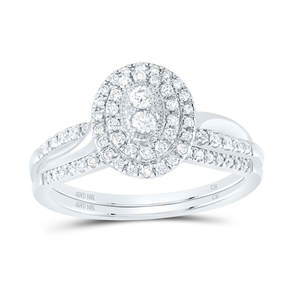 3/8Ctw-Nat Dia Cn Oval Double Halo Bridal Set (3.41 grams)