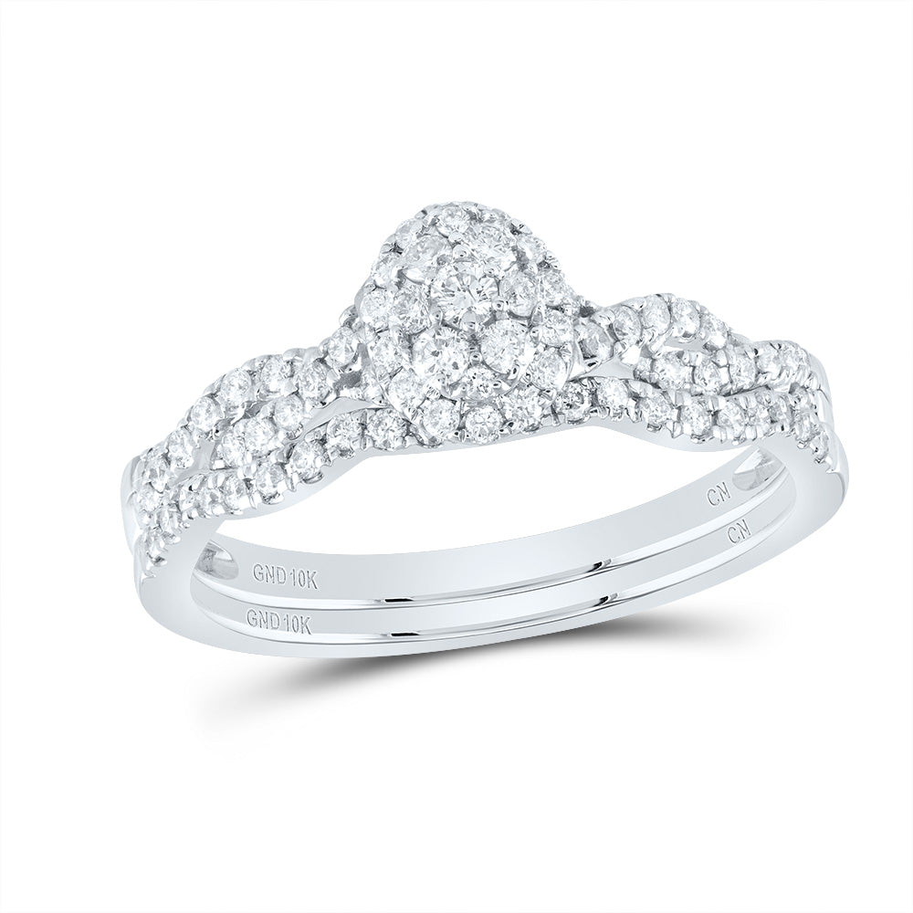 3/8Ctw-Nat Dia Cn Round Single Halo Bridal Set (2.92 grams)