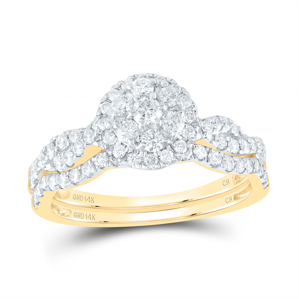 3/4Ctw-Nat Dia Cn Round Single Halo Bridal Set (3.45 grams)