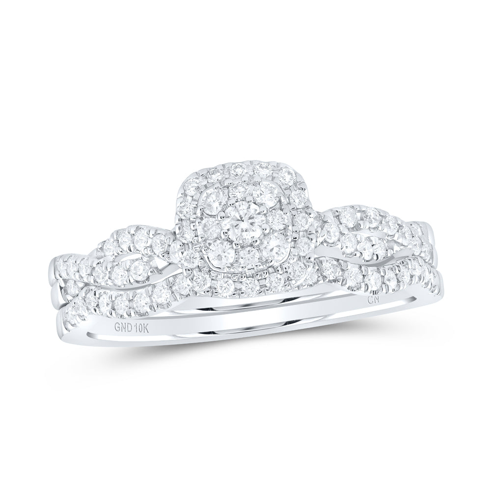 3/8Ctw-Nat Dia Cn Cushion Single Halo Bridal Set (3.11 grams)
