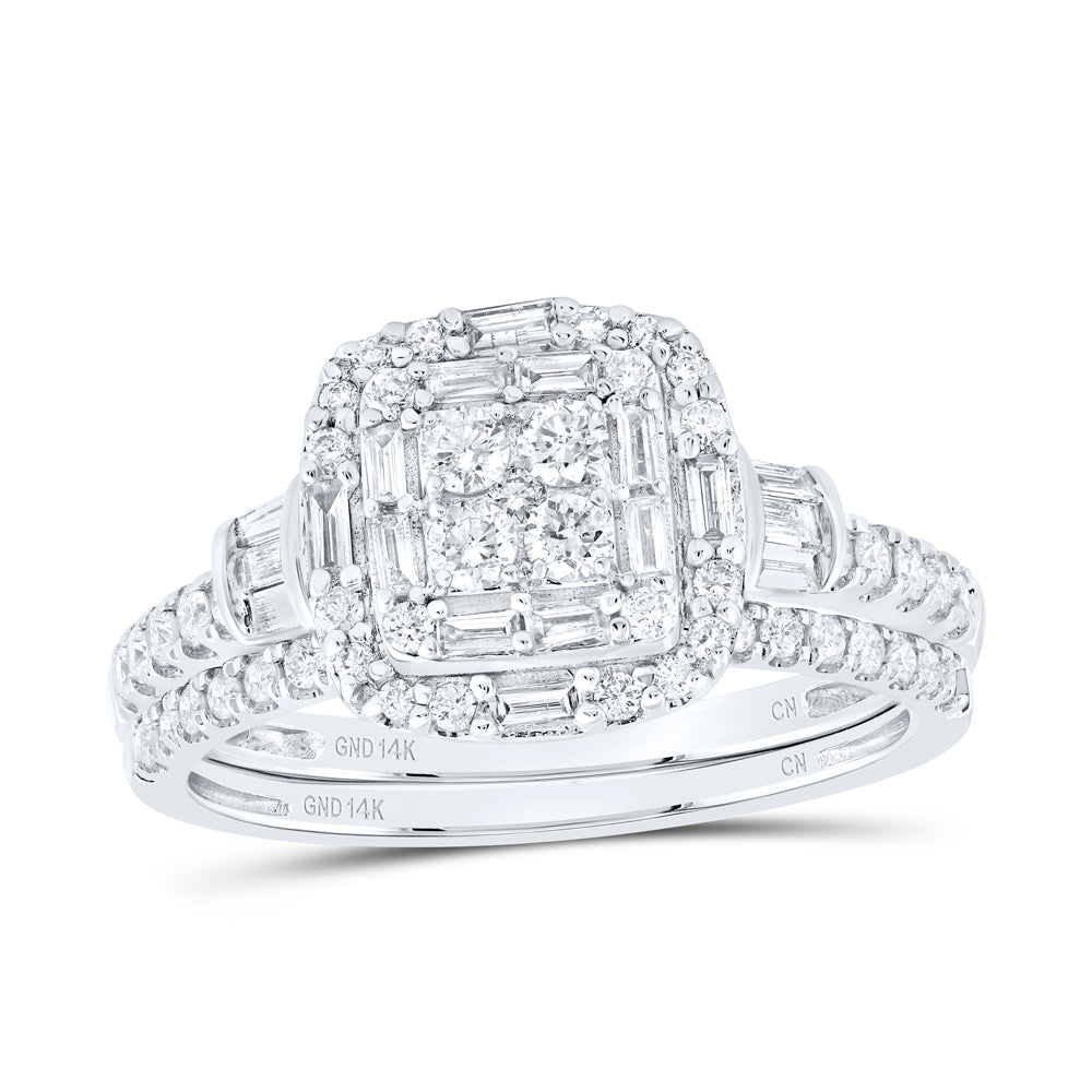 3/4Ctw-Nat Dia Cn Cushion Single Halo Bridal Set (3.87 grams)