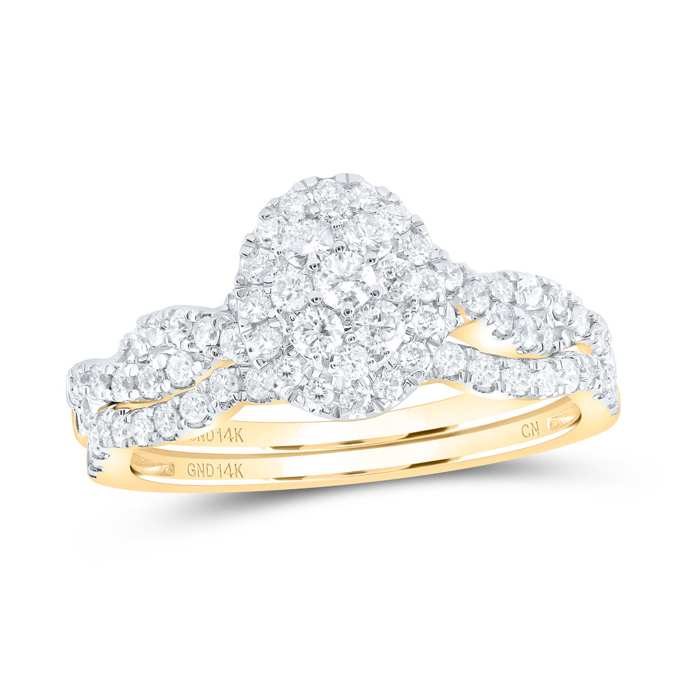 3/4Ctw-Nat Dia Cn Oval Single Halo Bridal Set (3.68 grams)