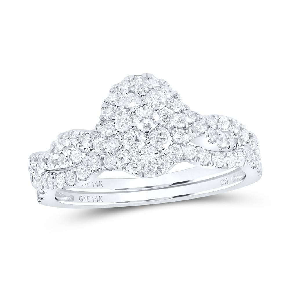 3/4Ctw-Nat Dia Cn Oval Single Halo Bridal Set (3.62 grams)