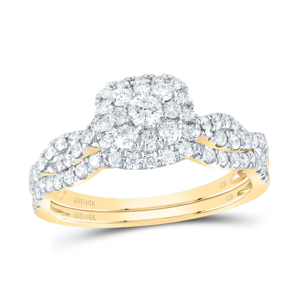 3/4Ctw-Nat Dia Cn Cushion Single Halo Bridal Set (3.44 grams)