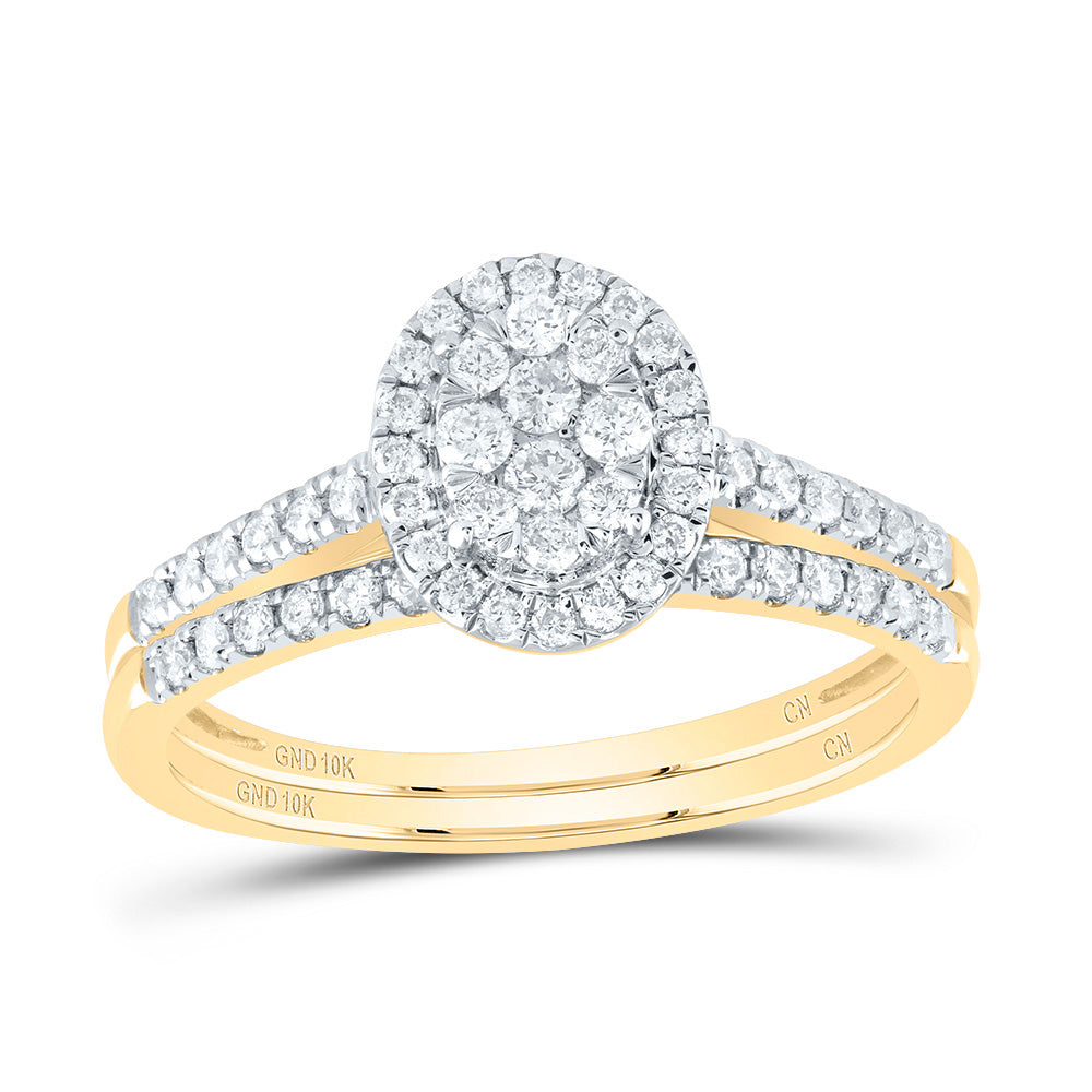 3/8Ctw-Nat Dia Cn Oval Single Halo Bridal Set (2.78 grams)