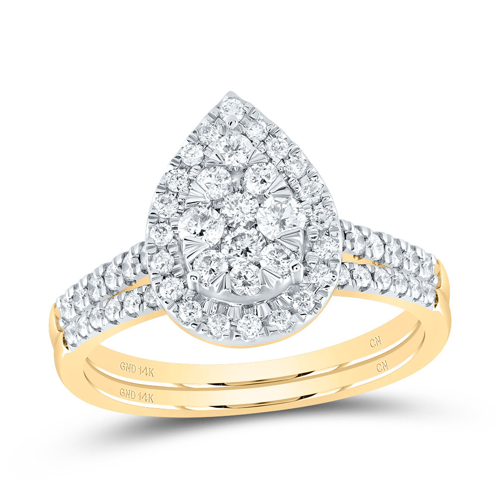 5/8Ctw-Nat Dia Cn Pear Single Halo Bridal Set (4.2 grams)