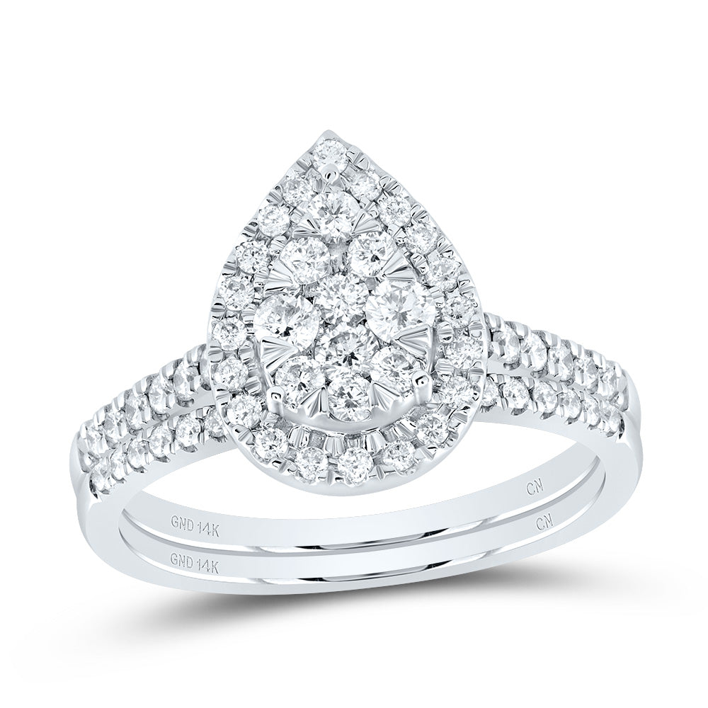 5/8Ctw-Nat Dia Cn Pear Single Halo Bridal Set (4.06 grams)