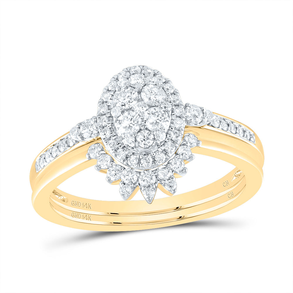 1/2Ctw-Nat Dia Cn Oval Single Halo Bridal Set (4.05 grams)